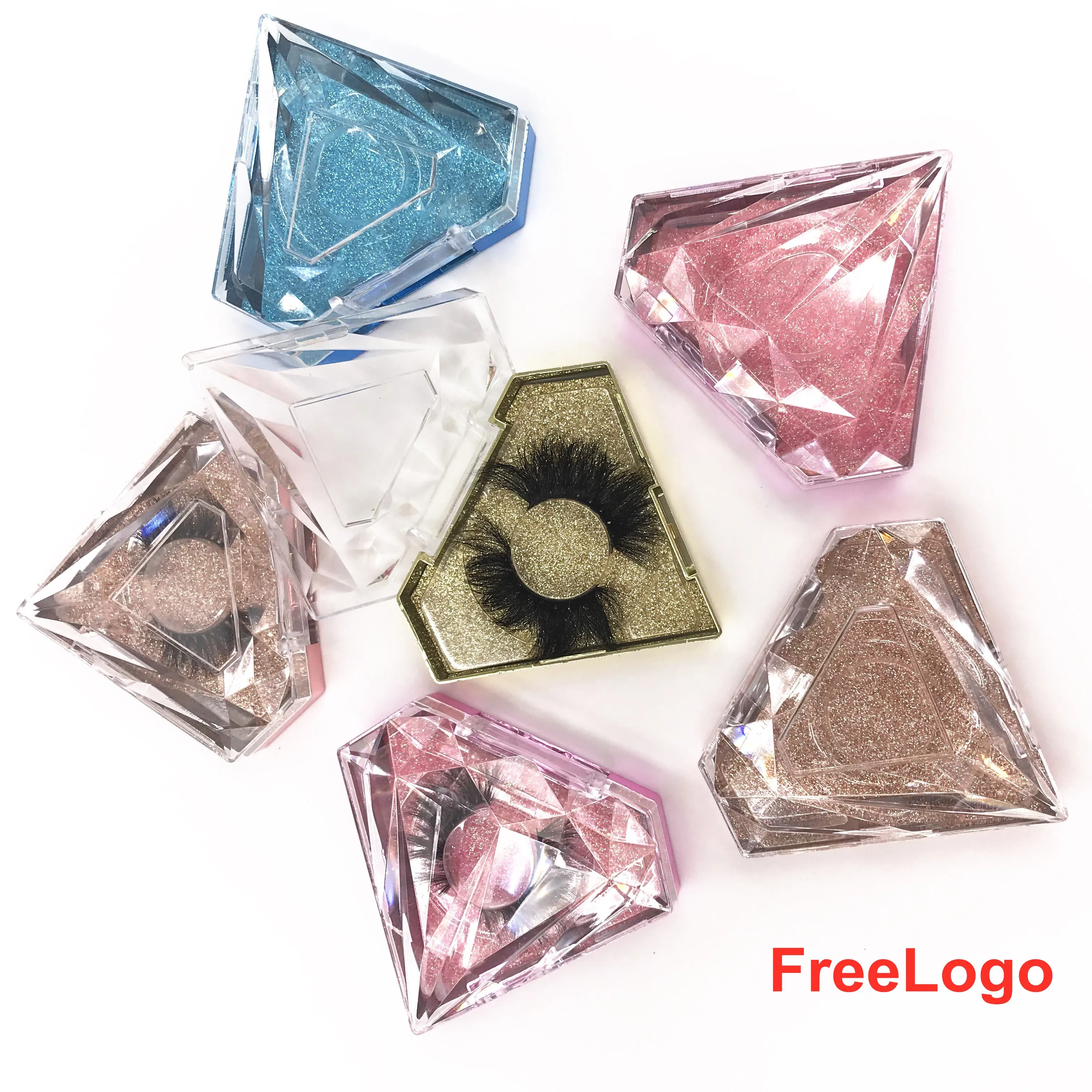 

New Arrival 10/pack Crystal Clear Lash Box for 25mm Dramatic Mink Lashes Empty Clear diamond Lashes Packaging makeup free logo