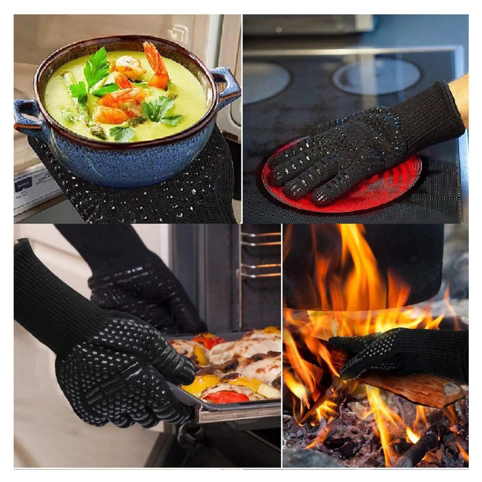 

BBQ Grilling Cooking Gloves Extreme Heat Resistant Oven Welding Gloves High Quality Kitchen Baking Glove