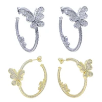 new arrived big round butterfly charm hoop earring with high quality cz paved wedding earring jewelry wholesale for women lady
