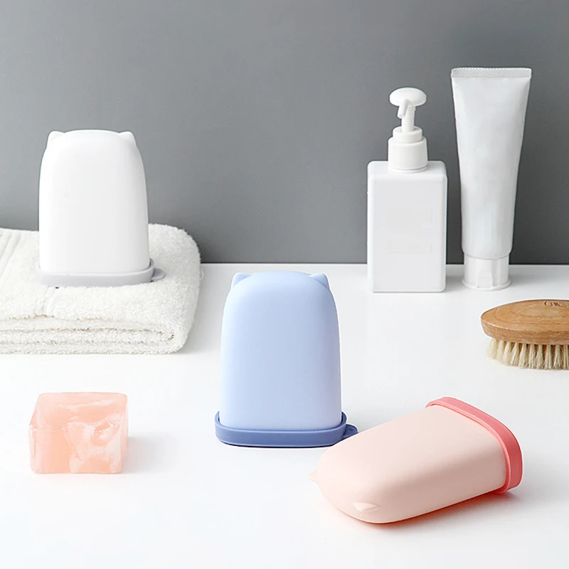 

1Pcs Silicone/ABS Travel Essential Personal Care Leak-proof Soap Box 3Colors Bathroom Supplies Multi-function Portable