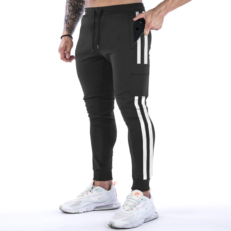 

2021 new muscle fitness running training sports cotton trousers men's breathable Slim beam mouth casual health pants