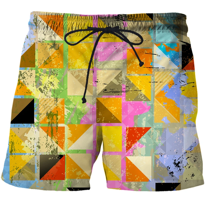 New style men's shorts Color abstract pattern casual drawstring shorts high quality shorts men's Graphic pattern sports shorts