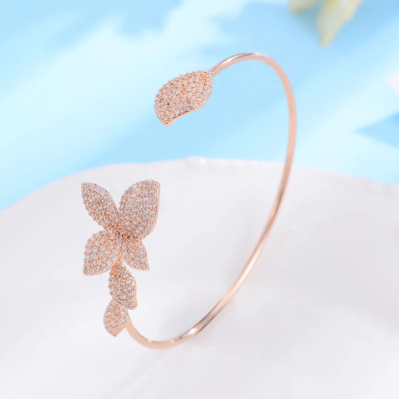 Shineland Очаровательный роскошный кубический цирконий Кристалл Бабочка Листья