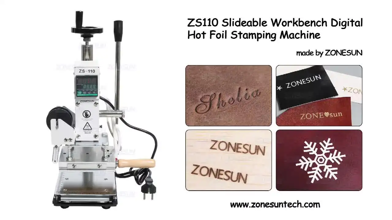 

ZONESUN ZS110 Manual Workbench Digital Hot Foil Stamping Machine Leather Embossing Bronzing Tool Wood PVC Paper DIY Press