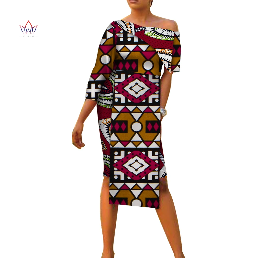 Fashion Summer African Dresses For Women Wear Bazin Riche Wax Print Party robe Asymmetry Sleeve Outfits Girls Wy4451 | Тематическая
