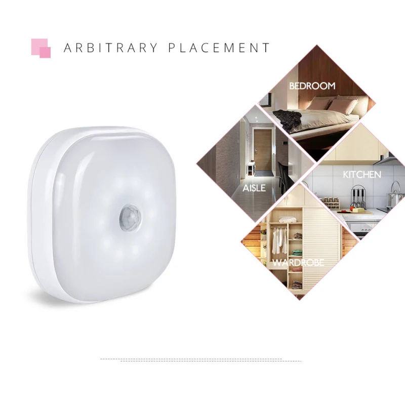 

1PC Wireless Moving Light Sensor LED Night Light For Smart Home Stair Corridor Bathroom Living Room Bedroom Night Light