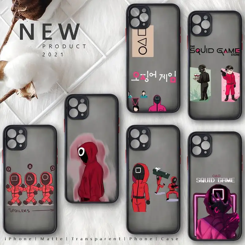 

squid game Phone Case For iphone 12 11 8 7 plus mini x xs xr pro max matte transparent cover