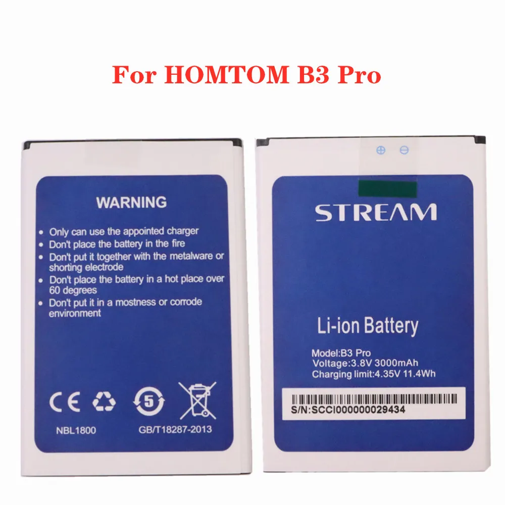 

Аккумулятор на 3000 мА · ч для телефона HOMTOM B3 Pro B3pro, высококачественные сменные батареи