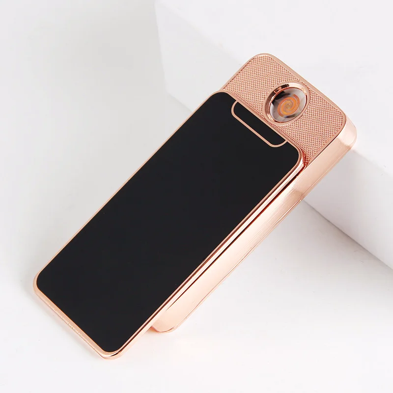 Творческий мини iPhone форма скольжения вниз Металл ветрозащитный Электронный USB прикуриватель мужской подарок без коробки