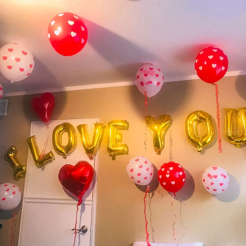 

Lover Gift Romantic Wedding Decoration I Love You Heart Ballon Rose Bear Gift Valentine Day Weds Party Latex Balloon Supplies