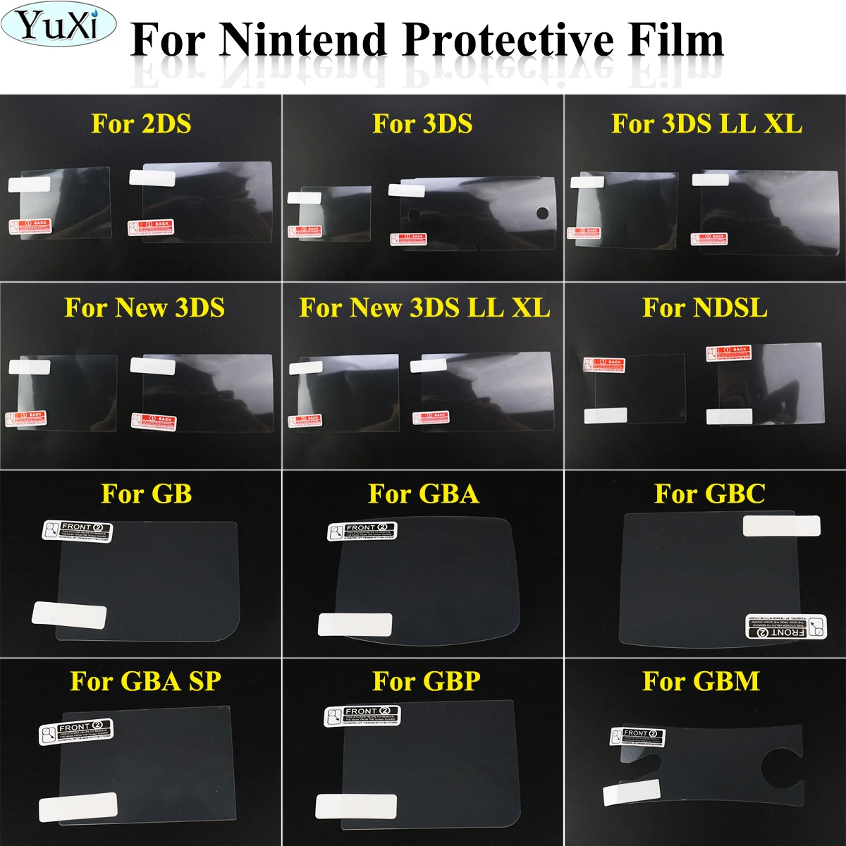 Прозрачная пластиковая защитная пленка YuXi для объектива Nintendo GB GBA GBC SP NDSL 2DS 3DS XL LL |
