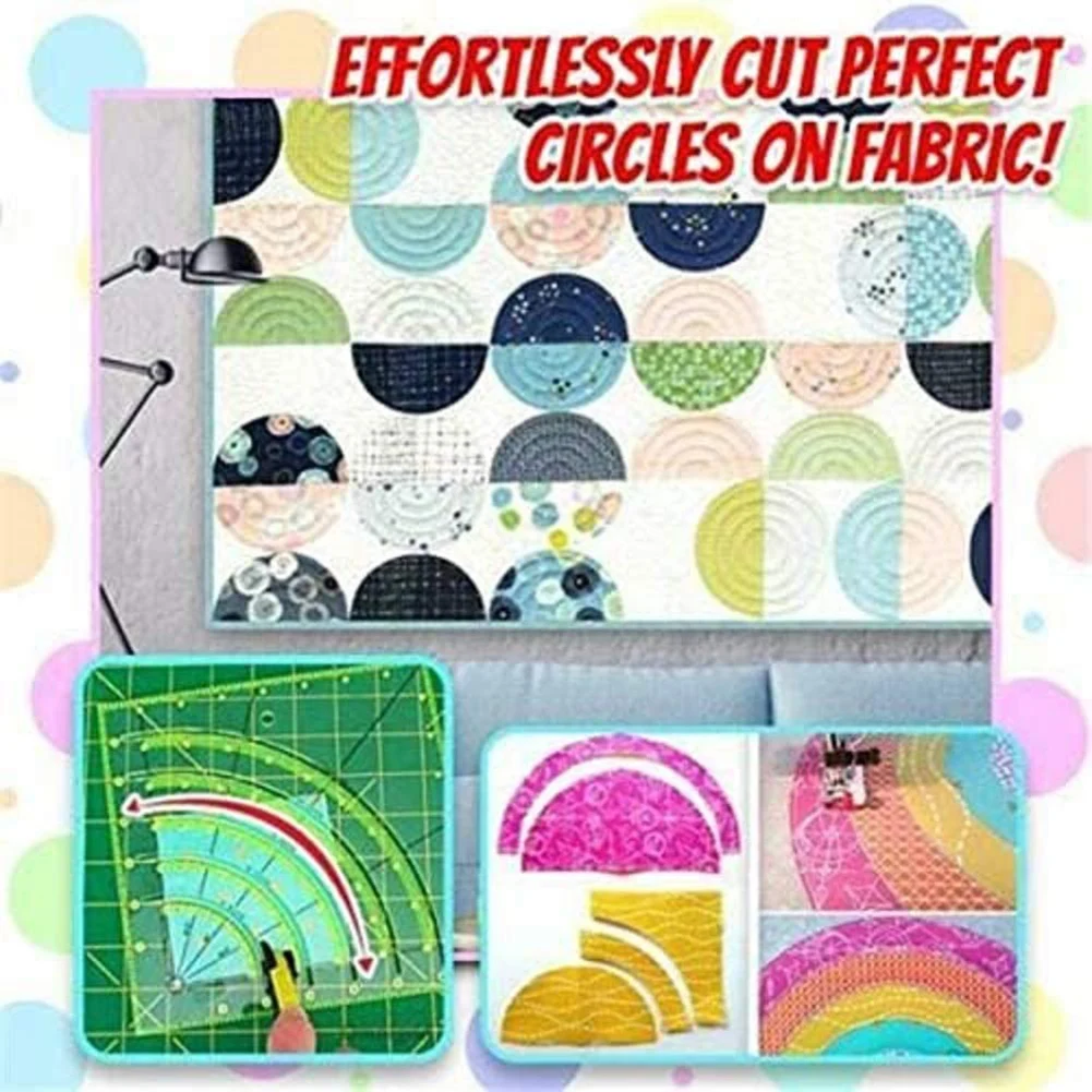 

Arcs Fans Quilt Circle Cutter Ruler Multifunctional Cutting Ruler DIY Tools with Double Colored Lines HANW88