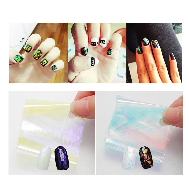 40*4 см голографические стеклянные наклейки для дизайна ногтей зеркальные из
