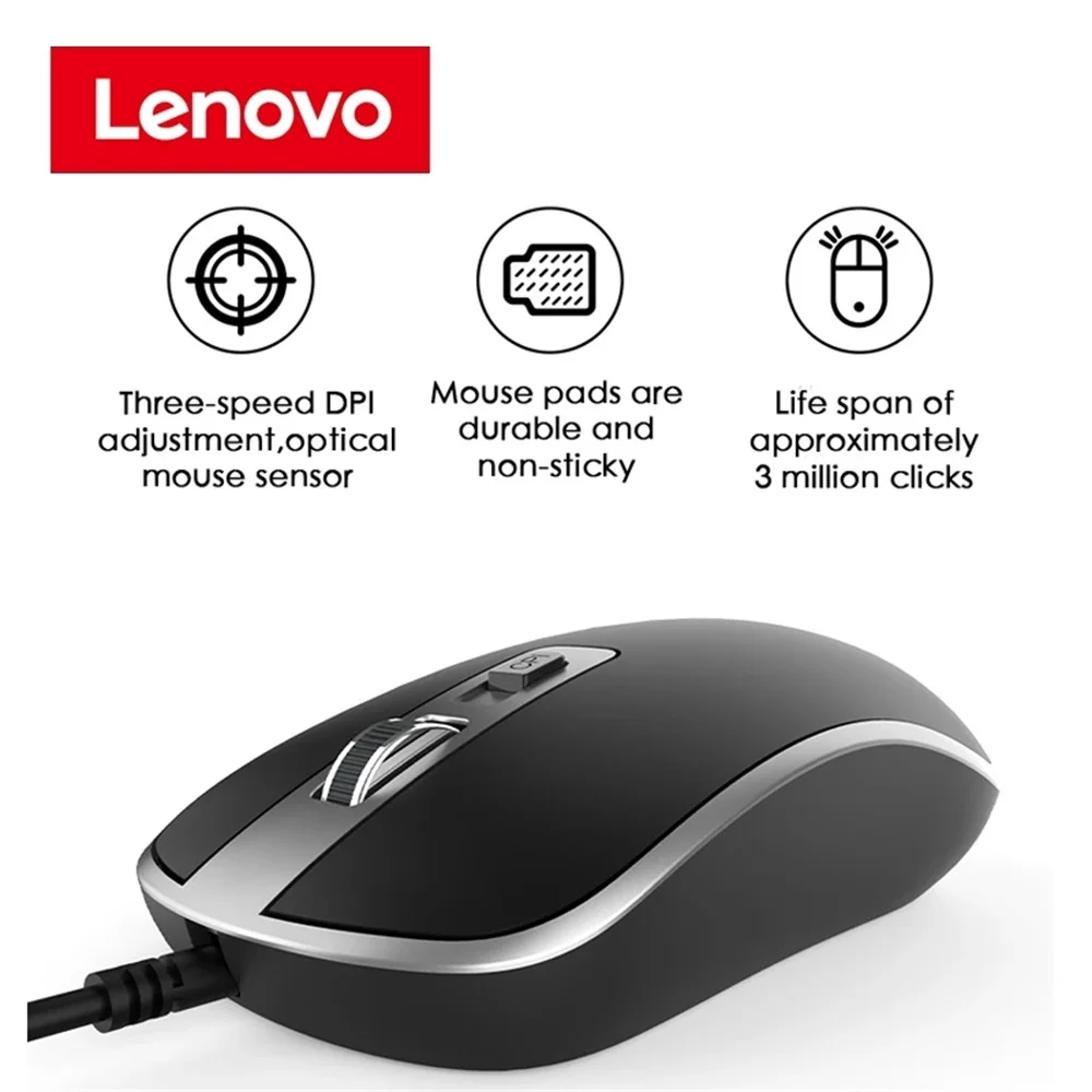 Новая проводная мышь Lenovo M104 портативная легкая офисная игровая трехскоростная