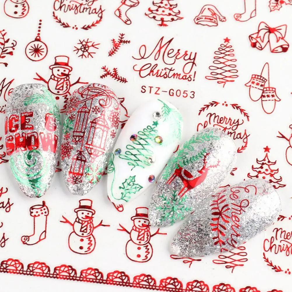 

Nail Art Sticker Elk Snowflake Snowman DIY Design Manicure Christmas Nail Adhesive Decals Decor for Party