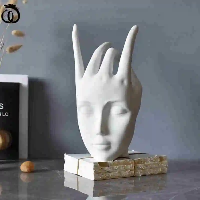 

Художественная Скульптура с изображением улыбки пальца, декоративная абстрактная ручная статуэтка, Статуэтка из смолы, ремесло, домашний д...