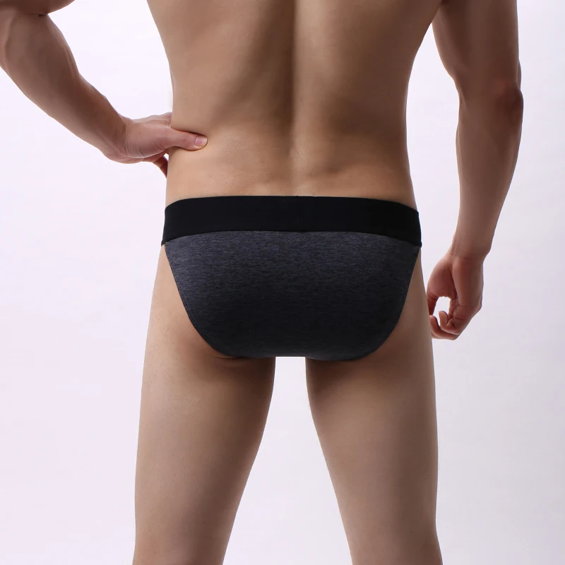 Мужские трусы бикини с карманом AIIOU черные повседневные слипы U образным выпуклым