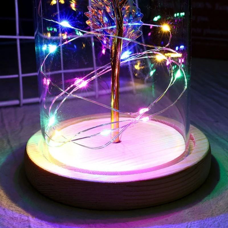 

LED String Light Valentine's Day Creative Gift Plated Rose Lasts Forever Love Wedding Decor Lover Lighting Roses Mother's Day