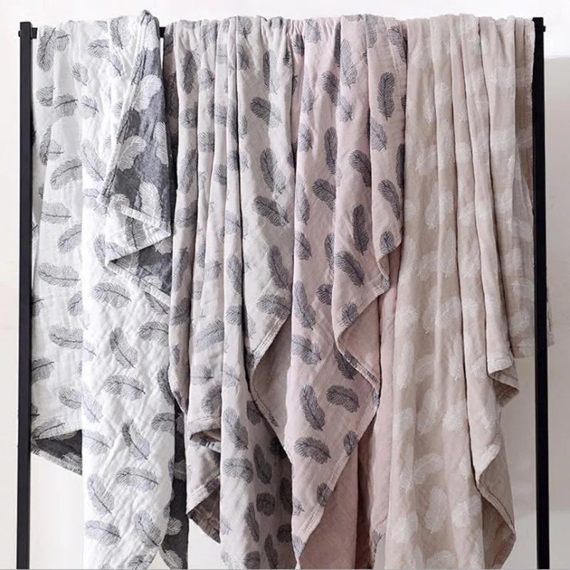 Летнее хлопковое муслиновое одеяло с перьями покрывало для кровати дивана
