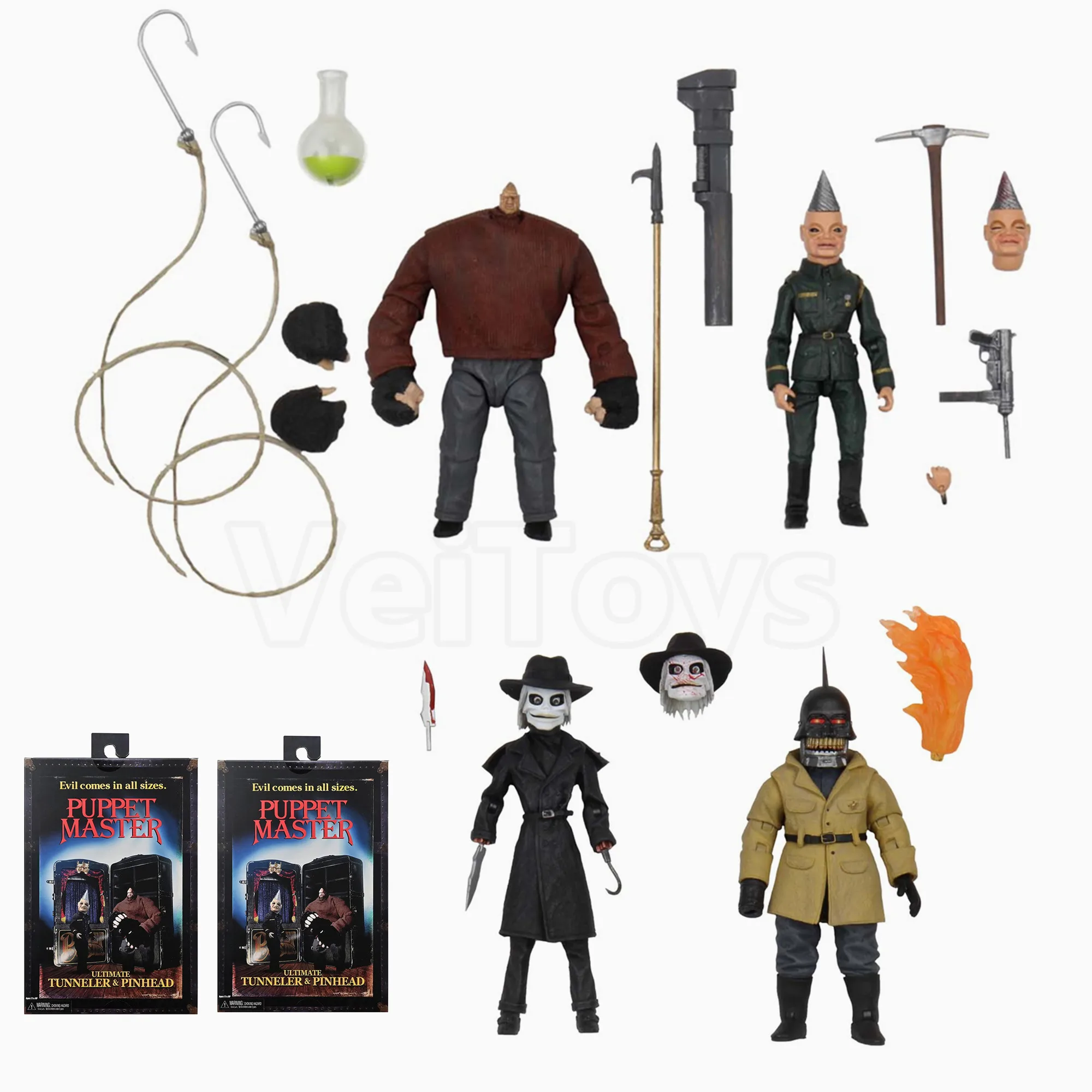 

NECA марионетка мастер Ultimate лезвие и фонарик, тумбойная Машинка и наконечник 4,25 дюйма высокий размер 7 дюймов экшн-фигурка Классические игрушки из фильма ужасов кукла