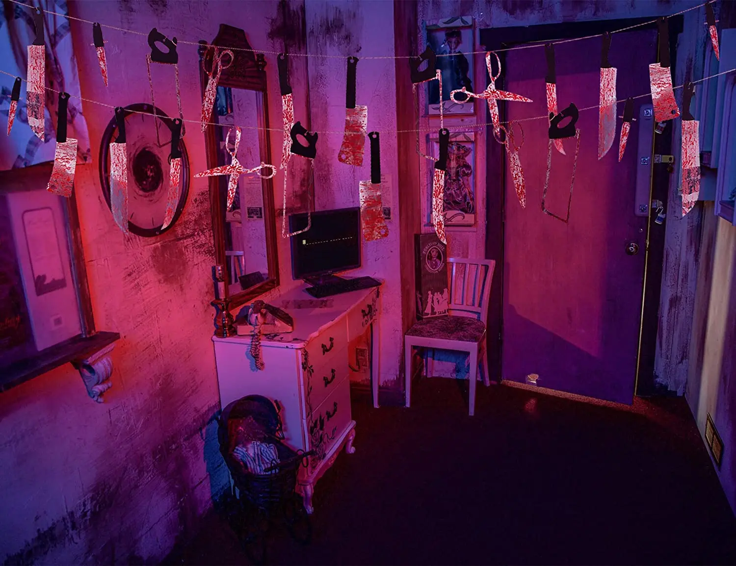 4 комплекта кровавая гирлянда баннер Хэллоуин зомби вампир украшения для