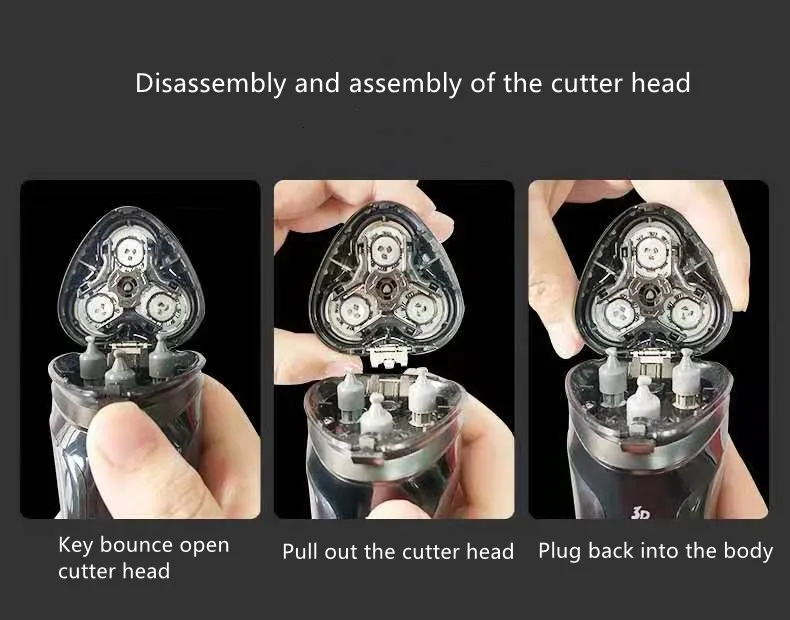 

Electric shaver men's razor beard trimmer men's 3-blade portable beard trimmer angle cutter