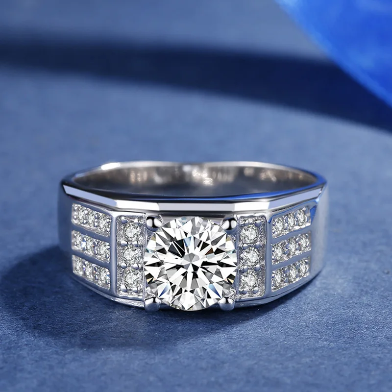 S925 Серебряный VVS1 кольцо с бриллиантом украшения для мужчин Anillos De Wedding Bizuteria белый