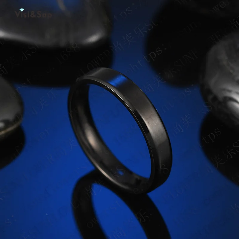 Visisap 4MM конические гладкой кольцо дропшиппинг Нержавеющая сталь простой 3 золотых