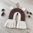 Ins скандинавский стиль медведь макраме Радужная настенная Подвеска для детской комнаты декор крафт Тканый гобелен с медведем настенная подвеска Украшение