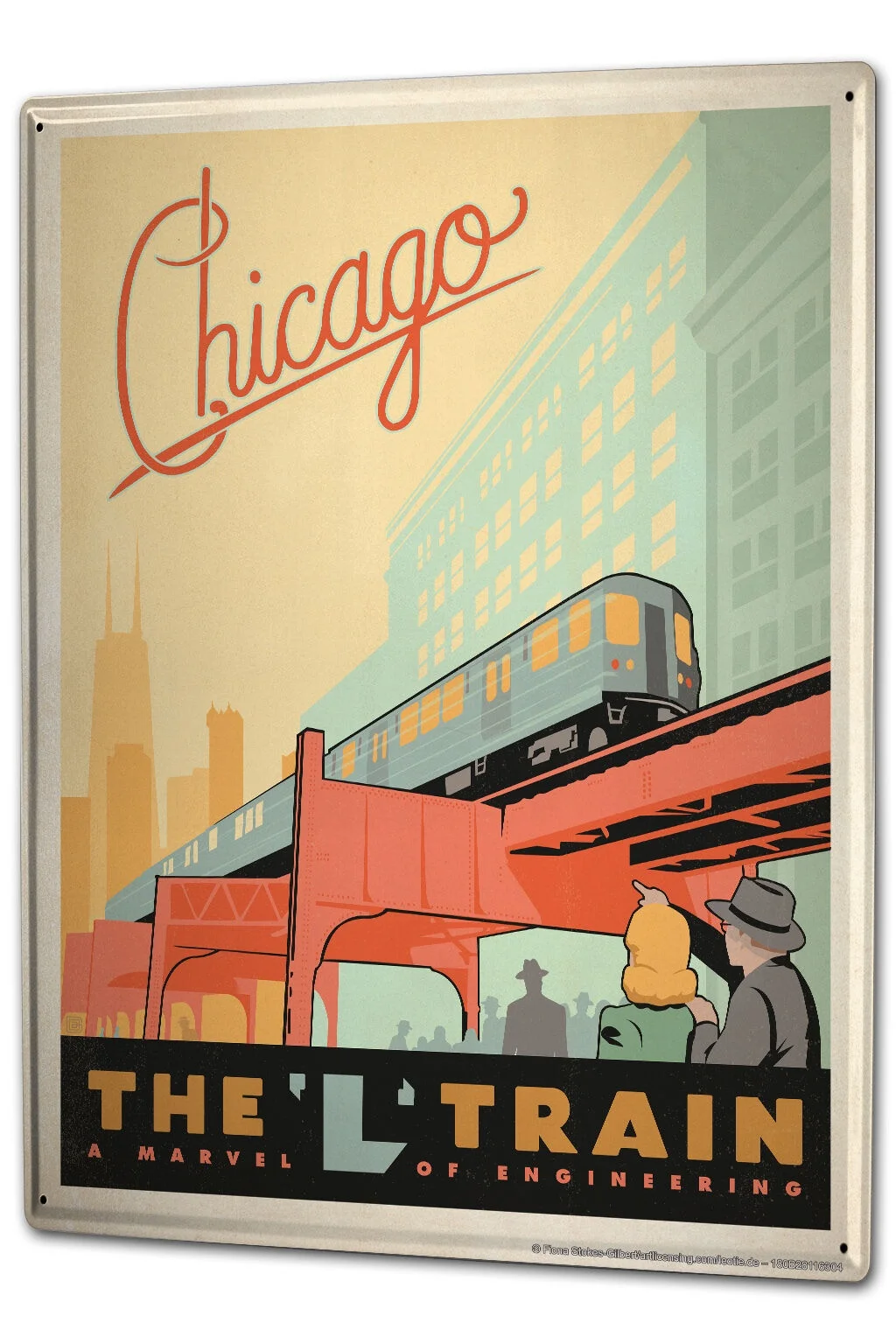 

Tin Sign XXL Wanderlust City Chicago Elevated Train