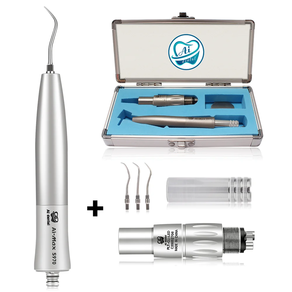 

Dental Air Scaler Handpiece N-coupler Nozzle Kit With 3 Tips Apply to Calling Removal Calculus Stain AI-S970-NCL4
