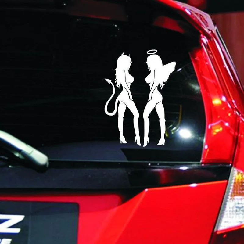 Автомобильные наклейки 10 5 см * 14 Ангел Дьявол сексуальная девушка Автомобиль