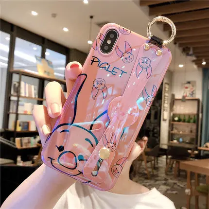 Для Iphone 6 7 8 S Plus X XR XS XSMAX милый мультфильм Винни Медведь поросенка чехол для телефона защитный силиконовый из ТПУ чехол на запястье - Цвет: 01