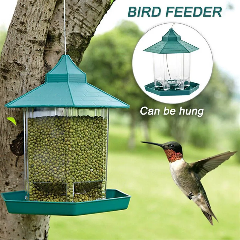Bird Food Container Outdoor Green Feeder Plastic Hanging Waterproof Pet Supplies Garden Decoration | Дом и сад
