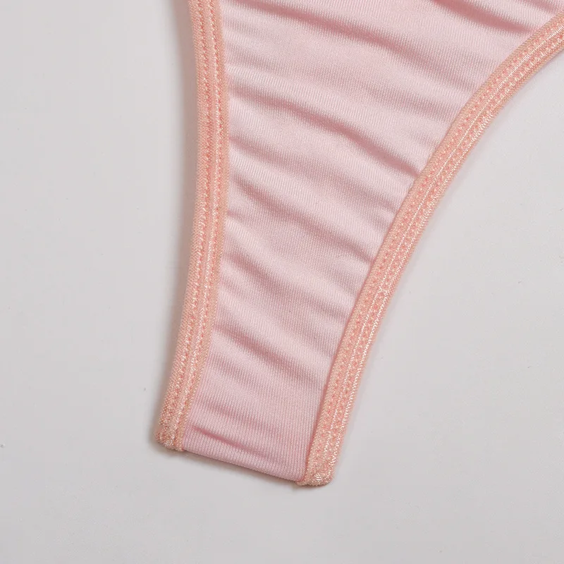 

Aduloty New ladies sexy butterfly applique lingerie set underwire gathering hollow bra set sexy thong see-through underwear set