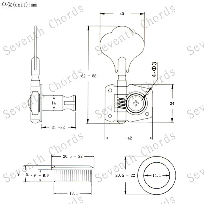 Набор из 5 шт. тюнеры с открытой шестерней колышки ключи головки машинки для