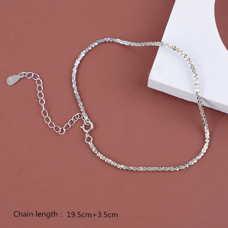 

925 Sterling Silver Female Simple Sweet Anklet Small Cross Cute Foot Legs Anklet for Woman Girl Fashion Jewelry Anklets