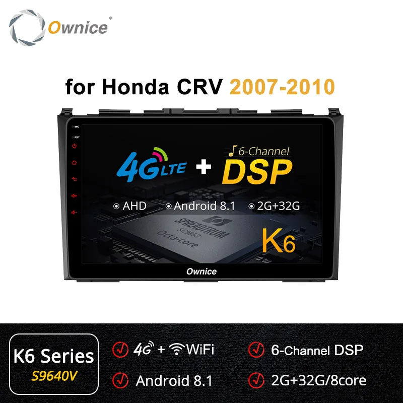s9640 K6 Ownice K3 K5 K6 Восьмиядерный автомобильный DVD Andoid 9,0 для Honda CRV CR-V 2006-2011 радио видео gps dvd-плеер 2G/3 2G 4G сеть LTE - Цвет: s9640 K6