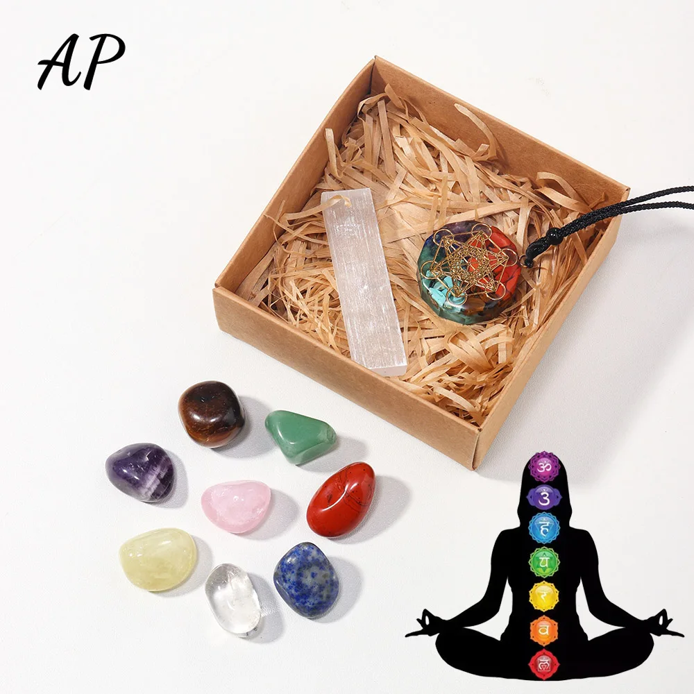 

Натуральные хрустальные чакры, аметистовый камень, лечение медитации, рейки, 7 чакр, семейный набор, коллекция, подарочная коробка