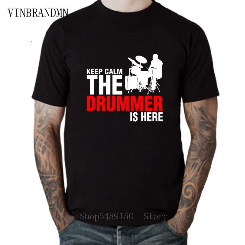Футболка с надписью Keep Calm барабанщик здесь мужская повседневная хипстерская