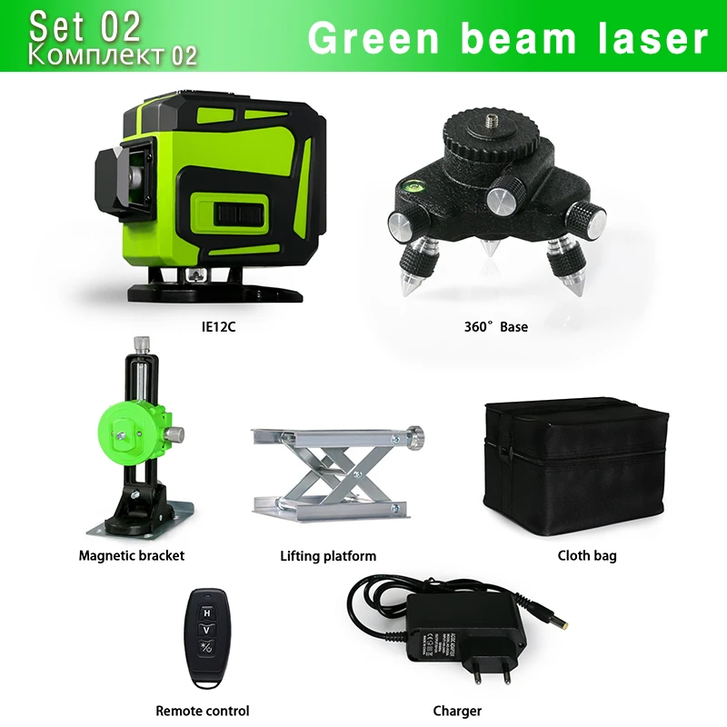 

Clubiona IE12C набор с 360 поворотное основание зеленый лазерный луч перекрестный лазерный уровень 3D само-Балансирующий перекрестный лазерный с пультом дистанционного управления Управление Промо код:RUMS800