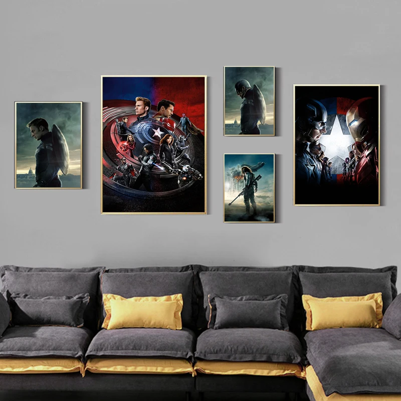 Плакат из фильма Капитан Америка Первый мститель Холст Картина супергерой Marvel