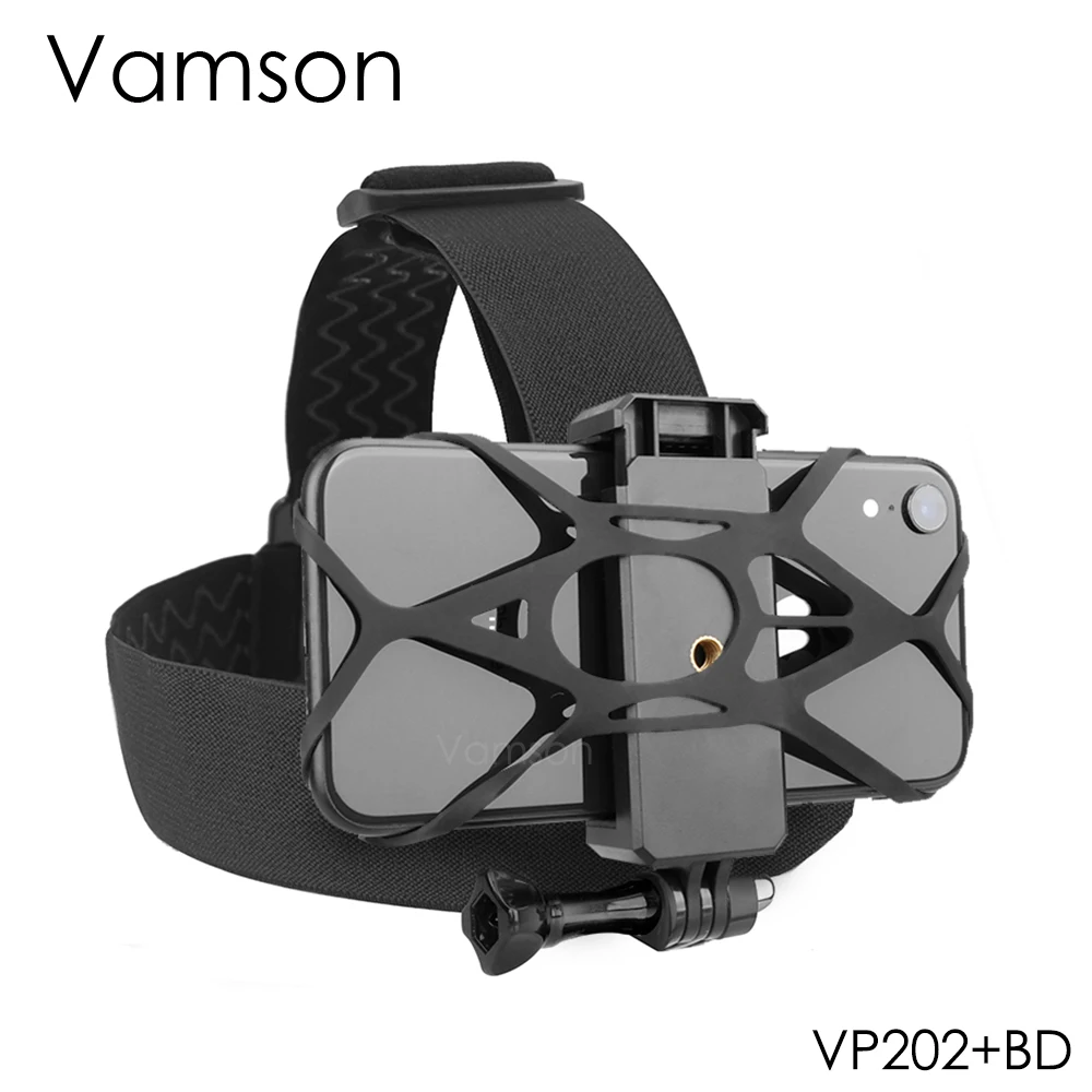 Vamson Head Strap for Gopro Hero 10 9 8 7 6 Camera Accessories Mobile Phone Clip Fix for iPhone 13 12 11 Xiaomi Samsung Huawei