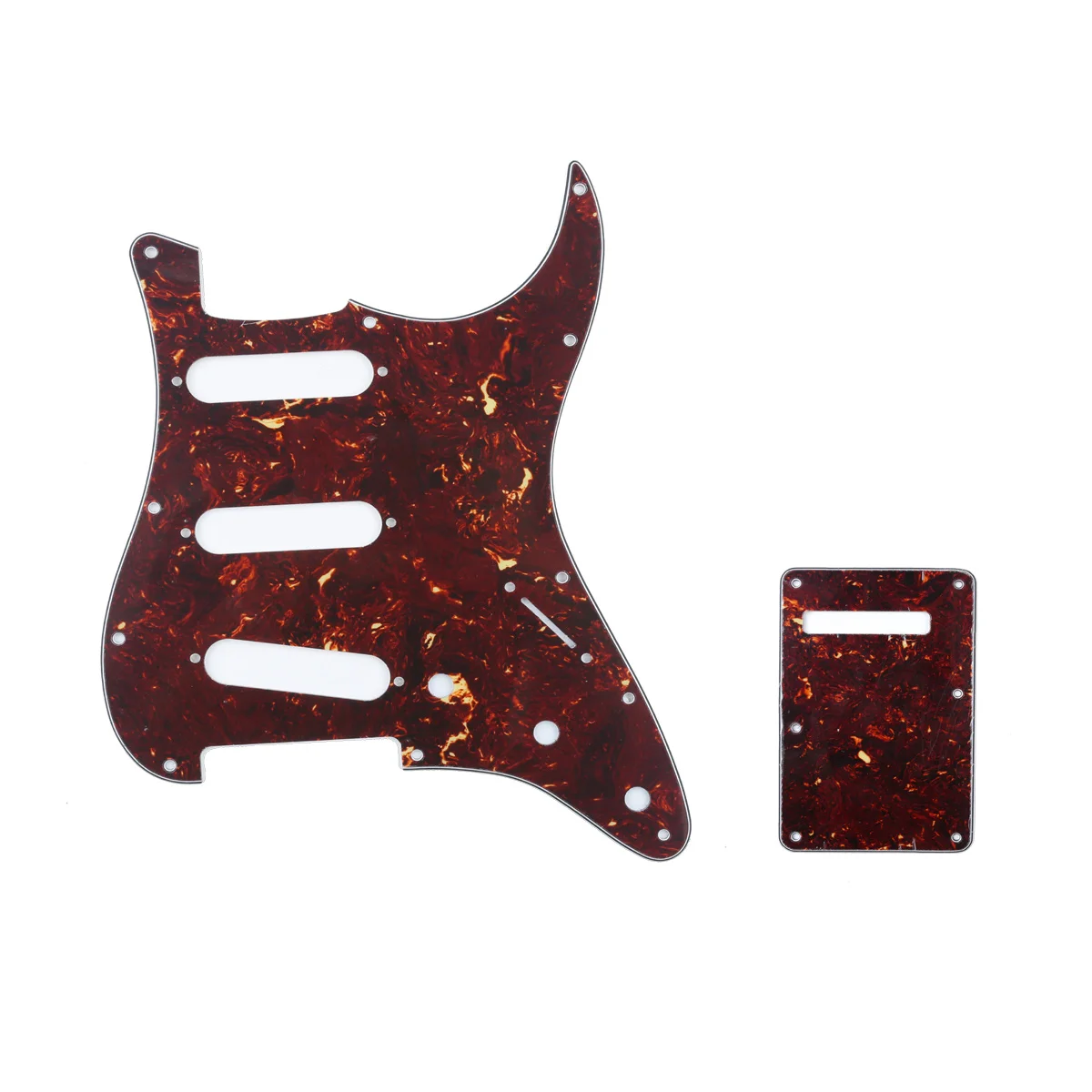 

Musiclily SSS 11 Hole Strat Guitar Pickguard and BackPlate Set for Fender USA/Mexican Standard Stratocaster, 4Ply Tortoise Shell