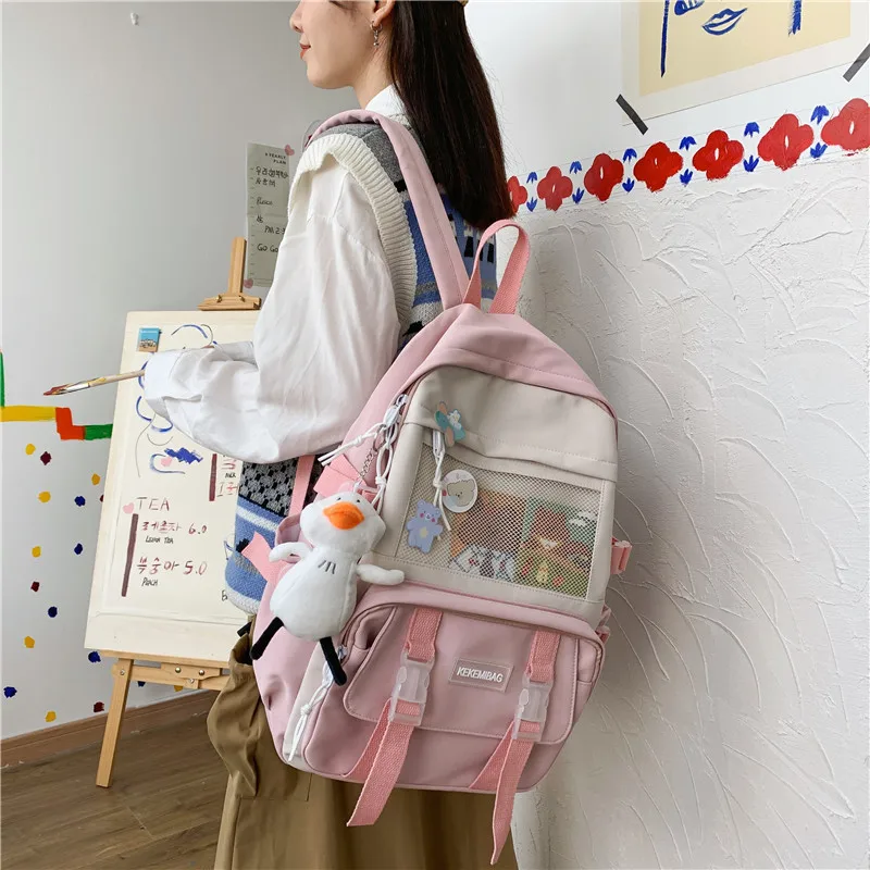 "Рюкзак женский, большой емкости, для путешествий, с несколькими карманами, непромокаемый, школьный, прозрачный, для ноутбука, 2021"