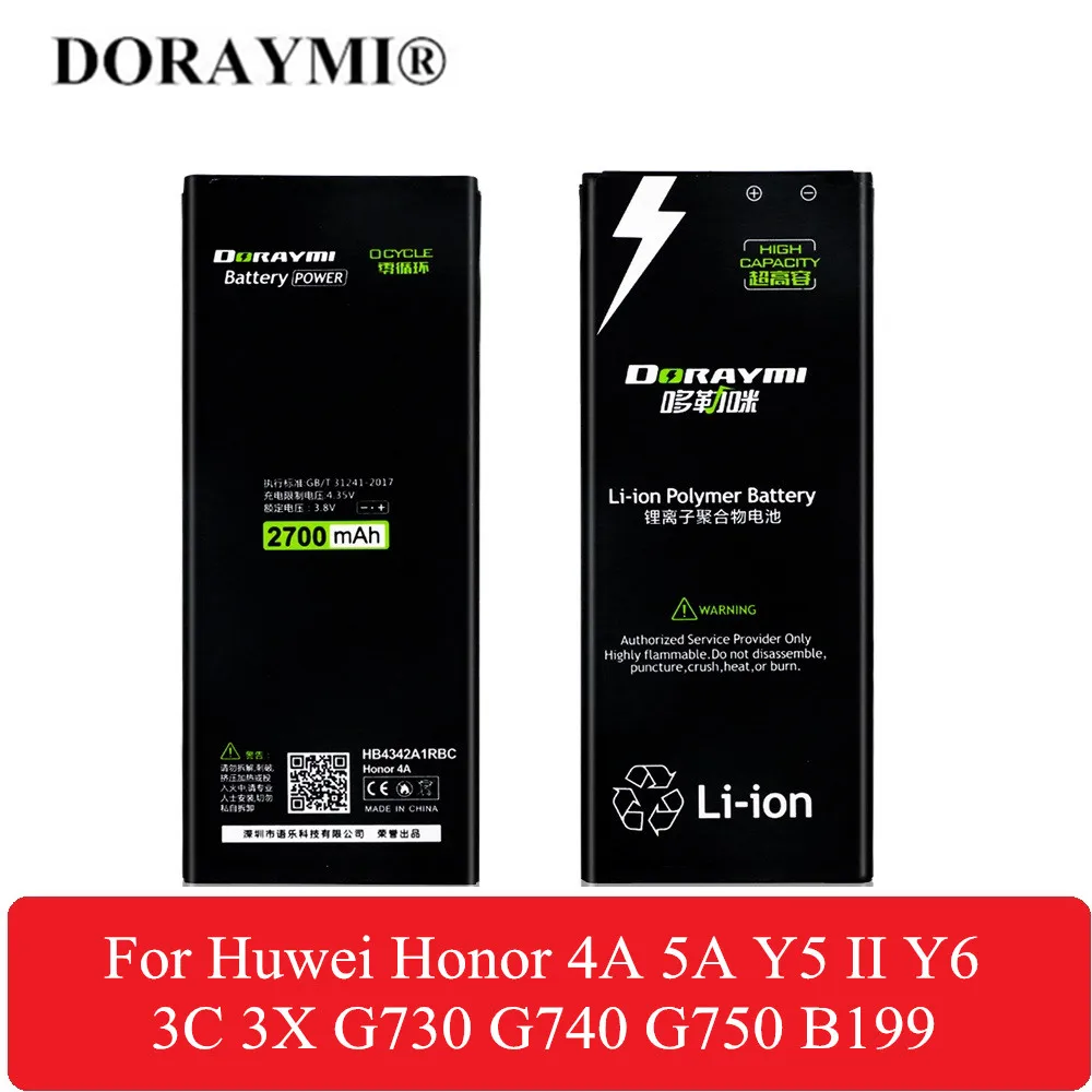 Аккумулятор DORAYMI HB4342A1RBC для Huwei Honor 4A 5A Y5 II Y6 3C 3XG730 G740 G750 B199 сменные батареи большой