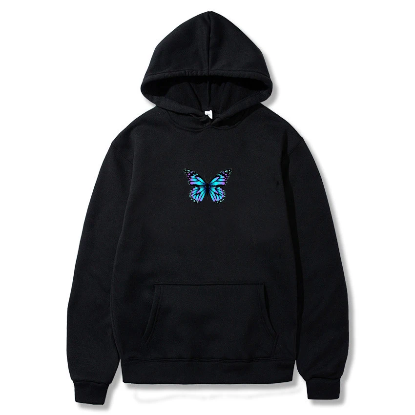 

Blue Butterfly Printing Women itself Hoodies Harajuku Sweatshirt for Womens Unisex Oversized Hoodie Man Fashion Clothes Hoodies