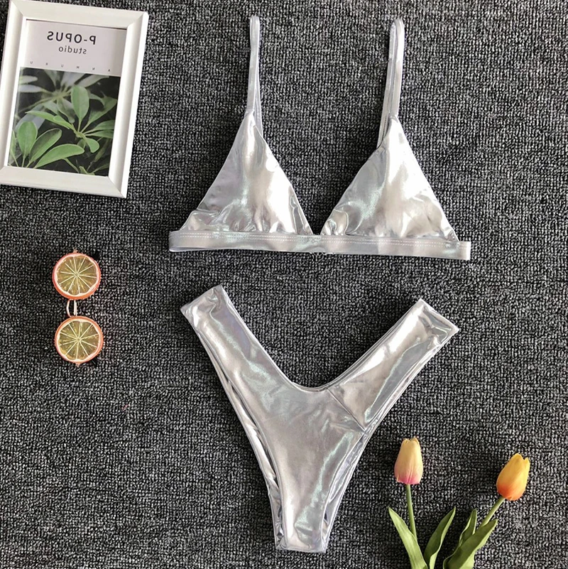 Silver Высокая талия купальные костюмы сексуальные стринги леопардовый бикини пуш-ап купальники для женщин Монокини Бикини Mujer - Цвет: Silver