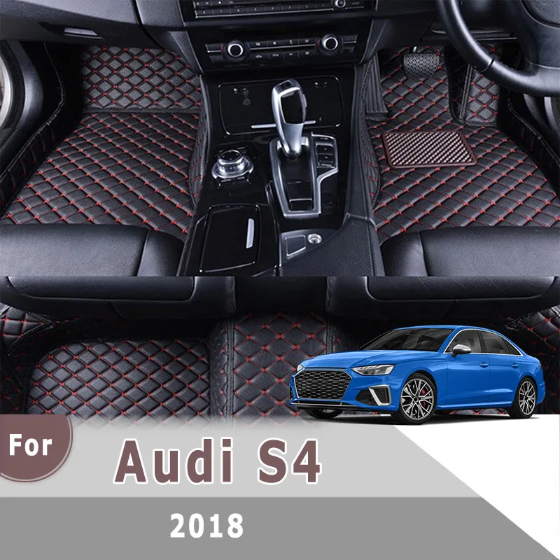 RHD Carpets For Audi S4 2018 Custom Leather Car Floor Mats Auto Interior Accessories Car Styling Front And Rear Foot Pads Rugs