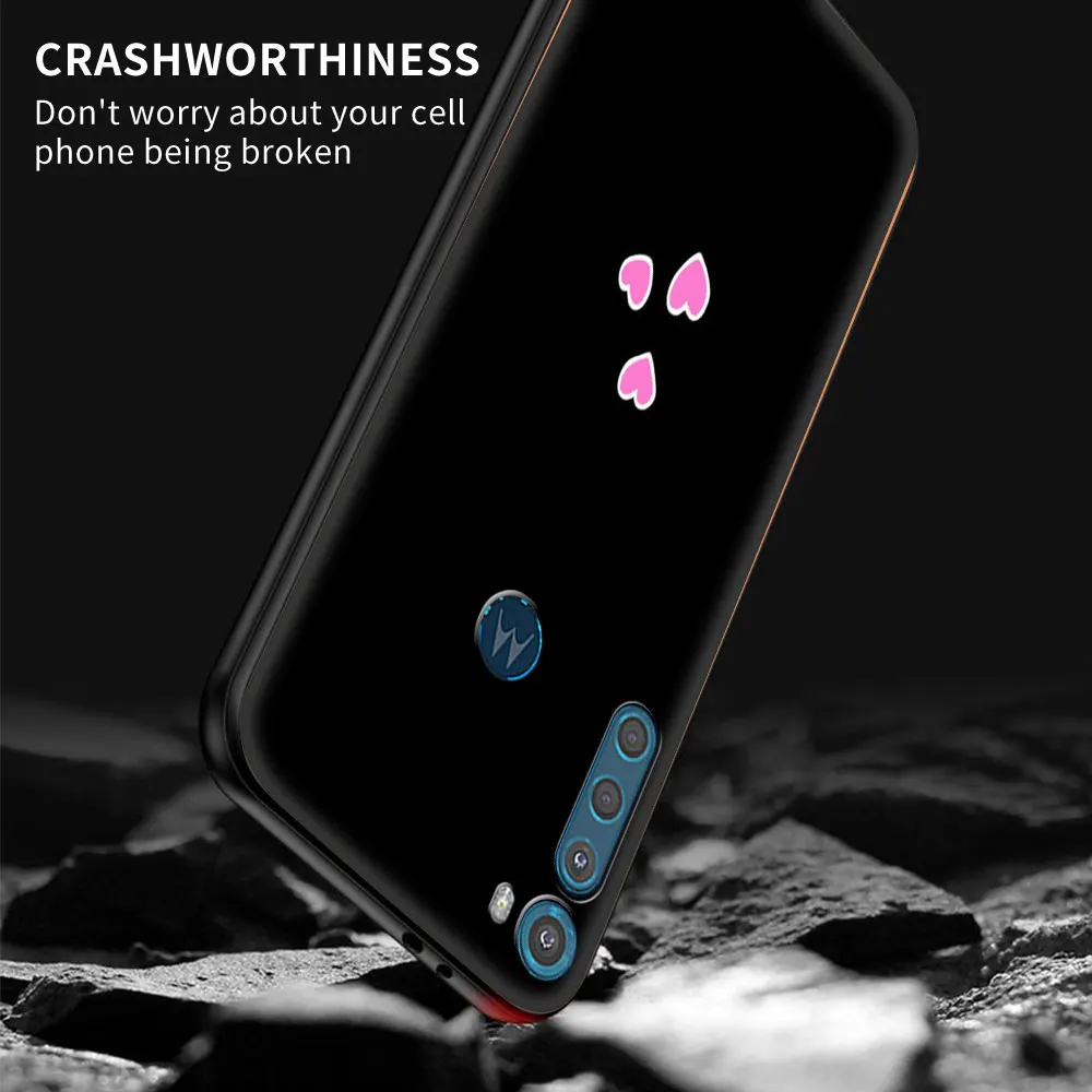 case for motorola moto g9 play one fusion plus g8 power lite e6s g30 g stylus black soft phone protect cover pink love love cat free global shipping